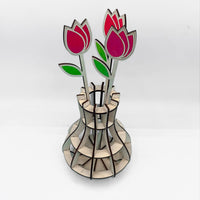 Modern Blossom Geometric 7-inch Vase with Tulip Bouquet