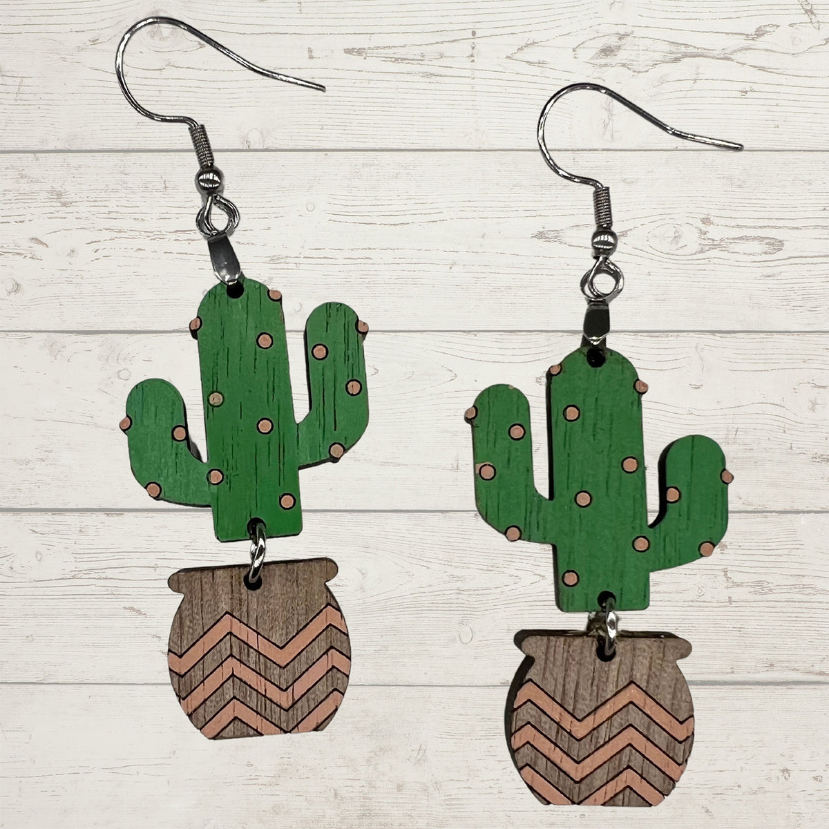Adorable Potted Cactus Two-Piece Dangle Earrings – Glowforge Shop