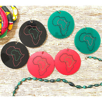 Africa Continent Round Dangle Earrings - Etched Version