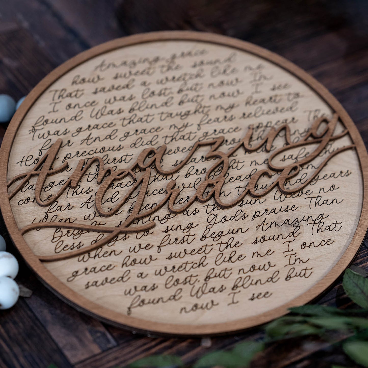 Amazing Grace Lyrics Round Sign