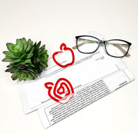 Apple-Shaped Bookmark with Card Backer - Paperclip - Snack Bag Closure
