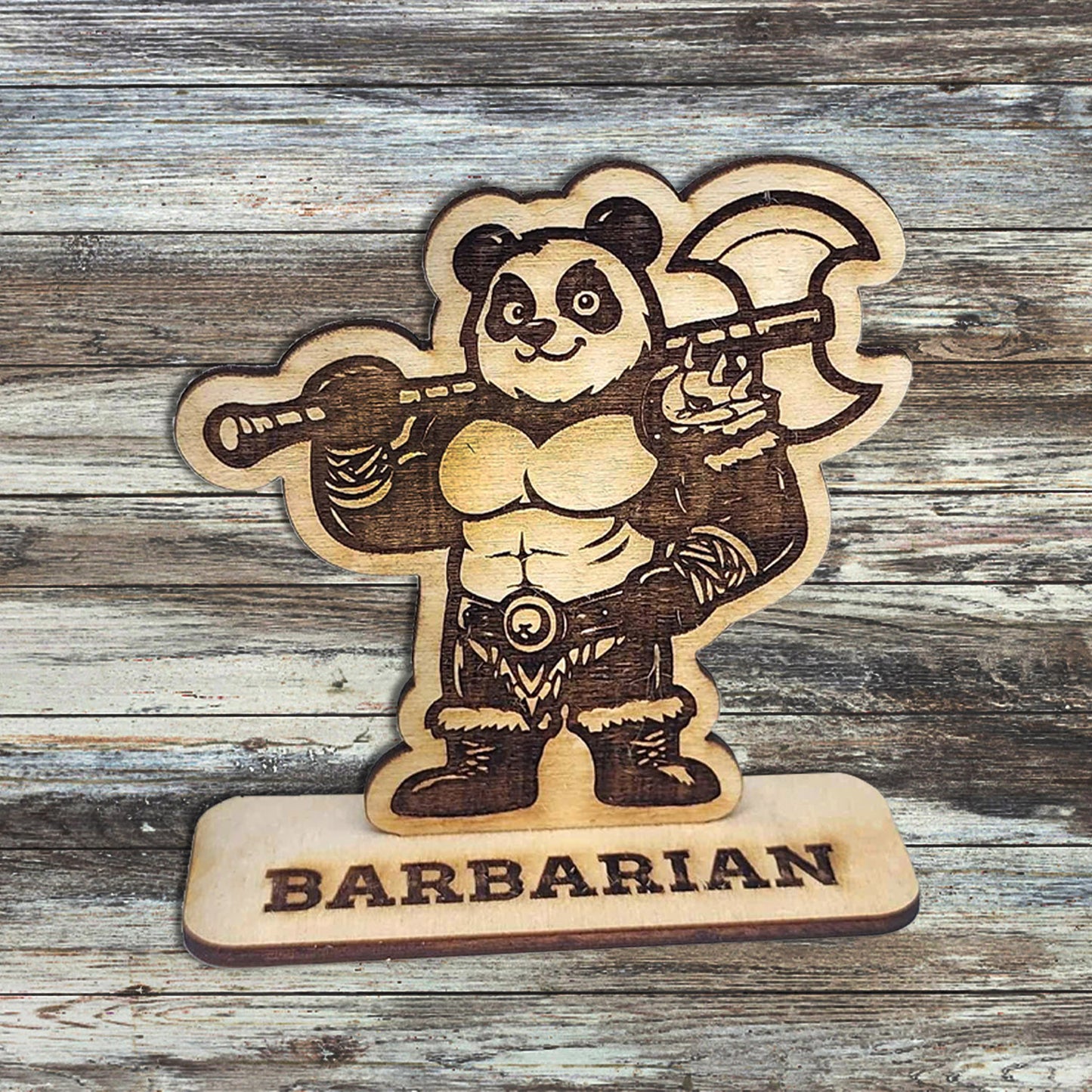 Barbarian Panda Game Piece with Stand