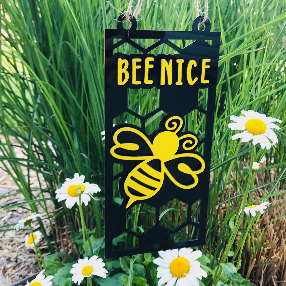 "Bee Nice" Garden Flag - Spring Garden Flag - Glowforge