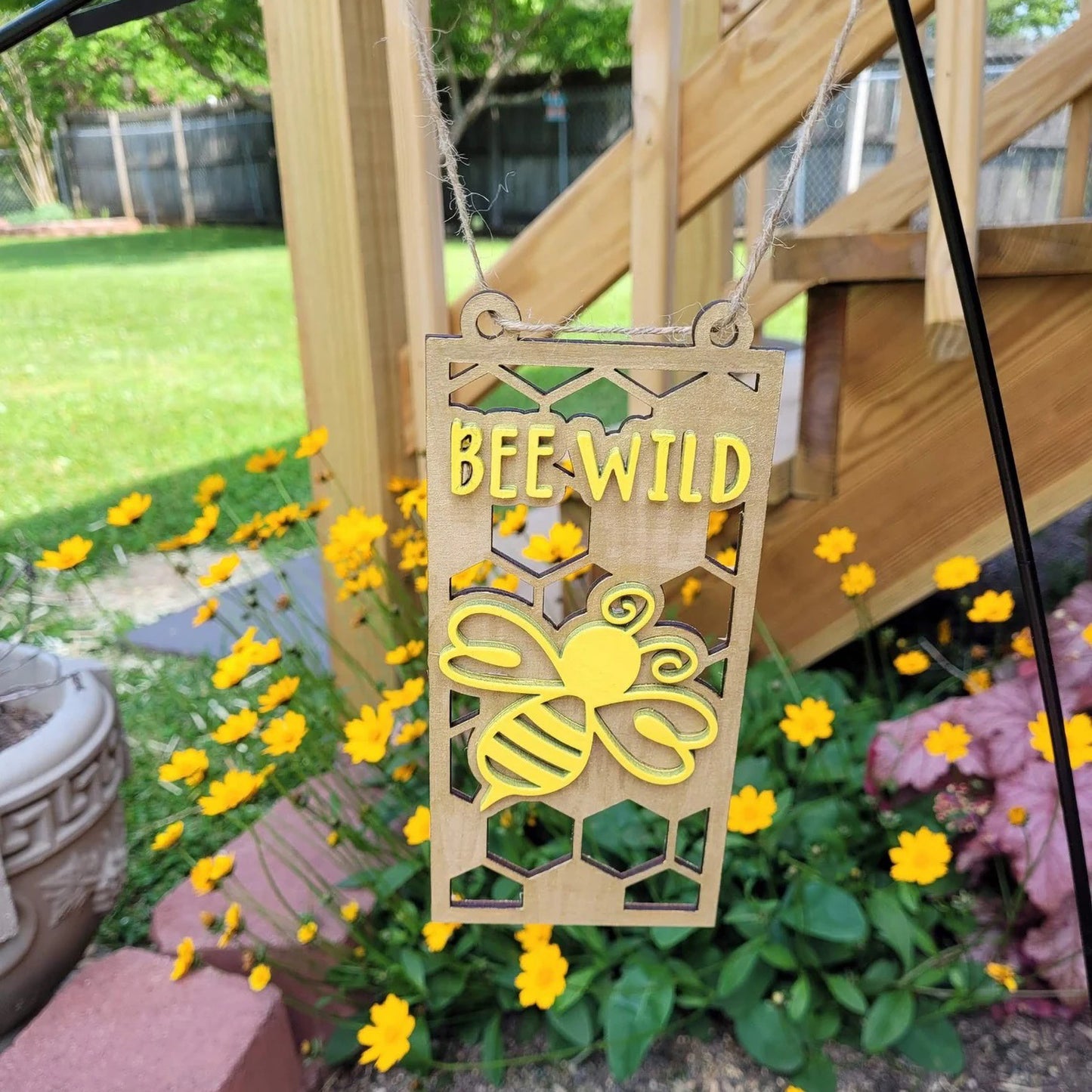 "Bee Wild" Garden Flag - Spring Garden Flag - Glowforge