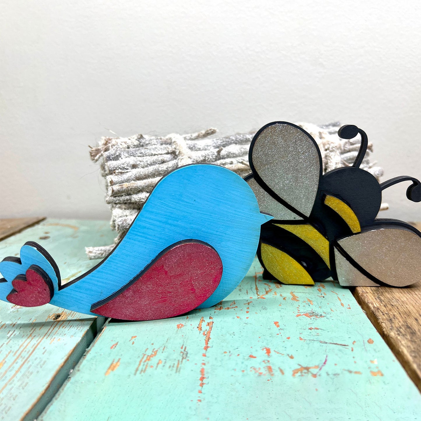 Bird and Bee Shelf Sitters - Fun and Adorable Shelf and Tiered Tray Decor