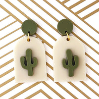 Boho Cactus Dangle or Stud Earrings
