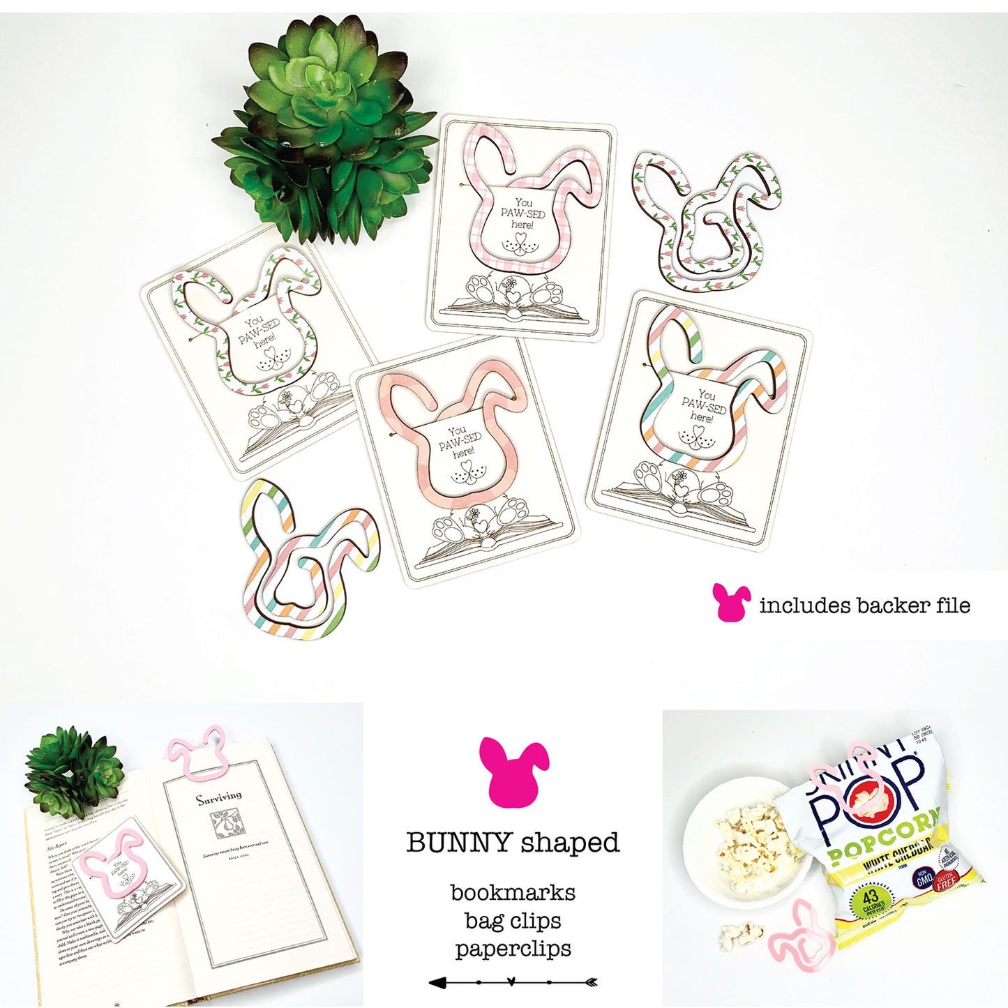 Bunny-Shaped Bookmark - Paperclip - Snack Bag Closure