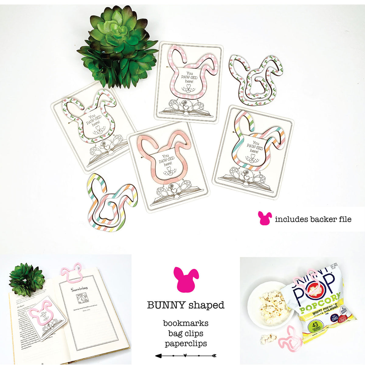 Bunny-Shaped Bookmark - Paperclip - Snack Bag Closure – Glowforge Shop