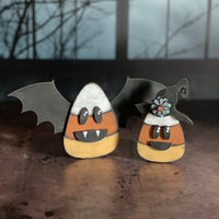 Candy Corn Friends Witch and Bat Shelf Sitters (Set of 2)