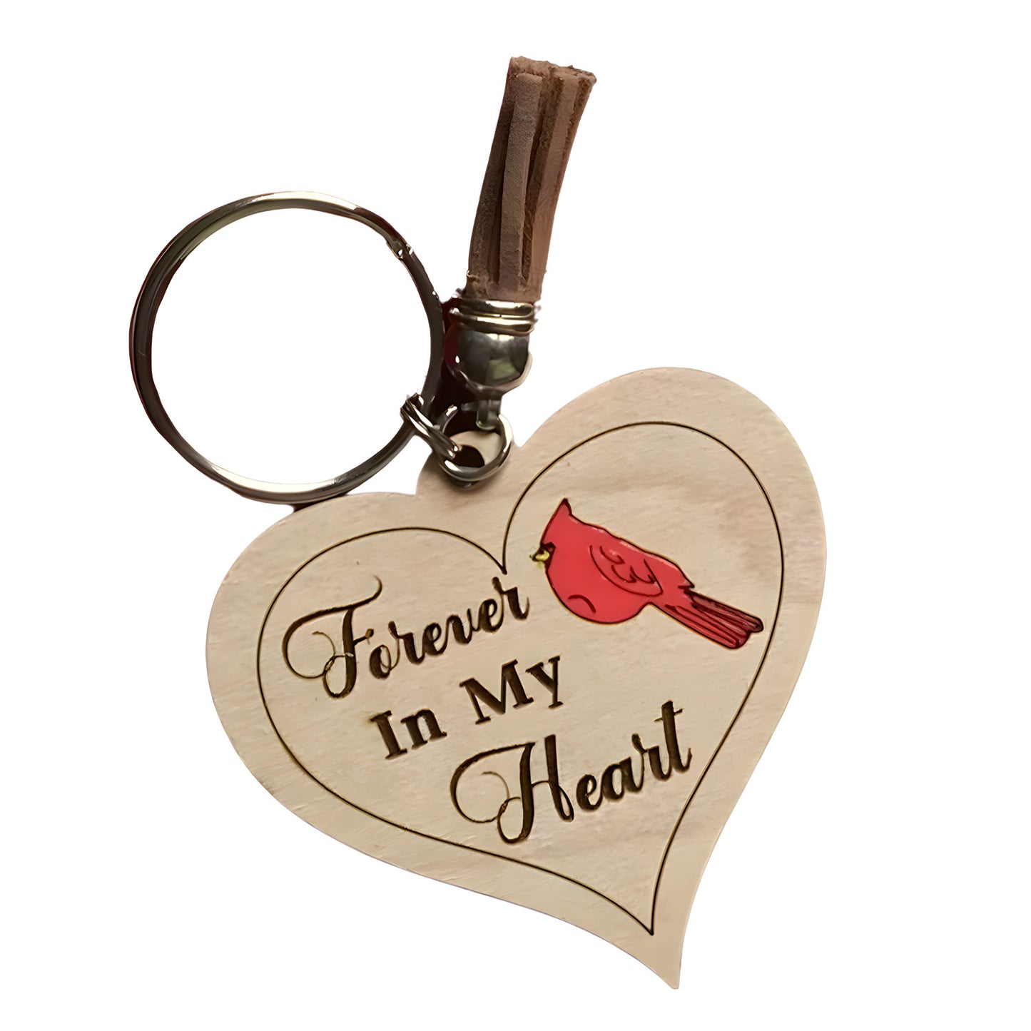 Cardinal Memorial Keychain - "Forever In My Heart"