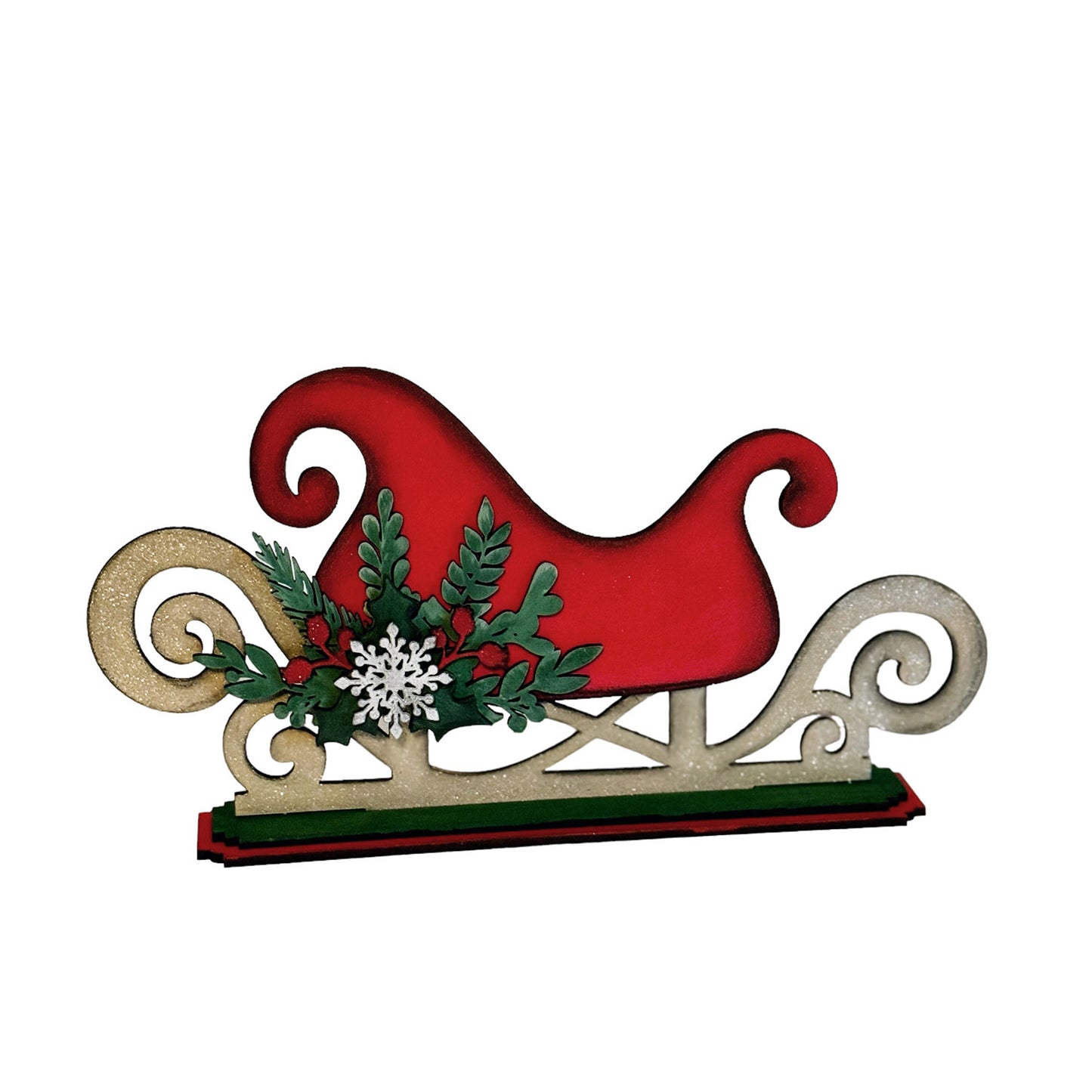 Charming Mistletoe Sled Shelf Accent