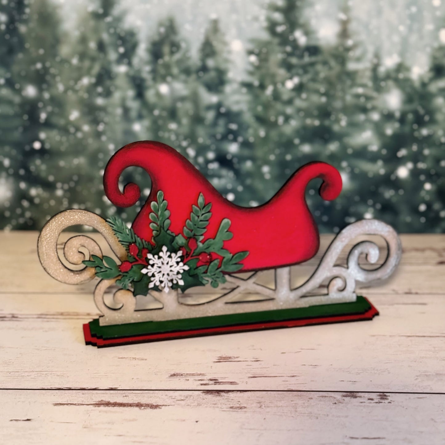 Charming Mistletoe Sled Shelf Accent