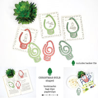 Christmas Bulb-Shaped Bookmark with Card Backer - Paperclip - Snack Bag Closure