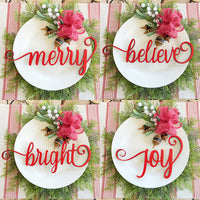 Christmas Holiday Plate Words Tablescape (Set of 6)
