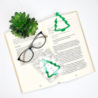 Christmas Tree-Shaped Bookmark with Card Backer - Paperclip - Snack Bag Closure