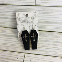 Coffin Cross Halloween Dangle Earrings (Set of 2)