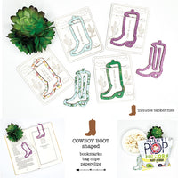Cowboy Boot-Shaped Bookmark with Card Backer - Paperclip - Snack Bag Closure