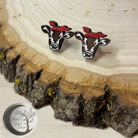 Cow with Bandana Stud Earrings