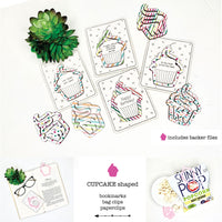 Cupcake-Shaped Bookmark with Card Backer - Paperclip - Snack Bag Closure