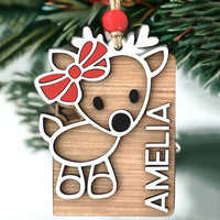 Customizable Girl - Deer Stocking Tags - Ornaments - Gift Tags