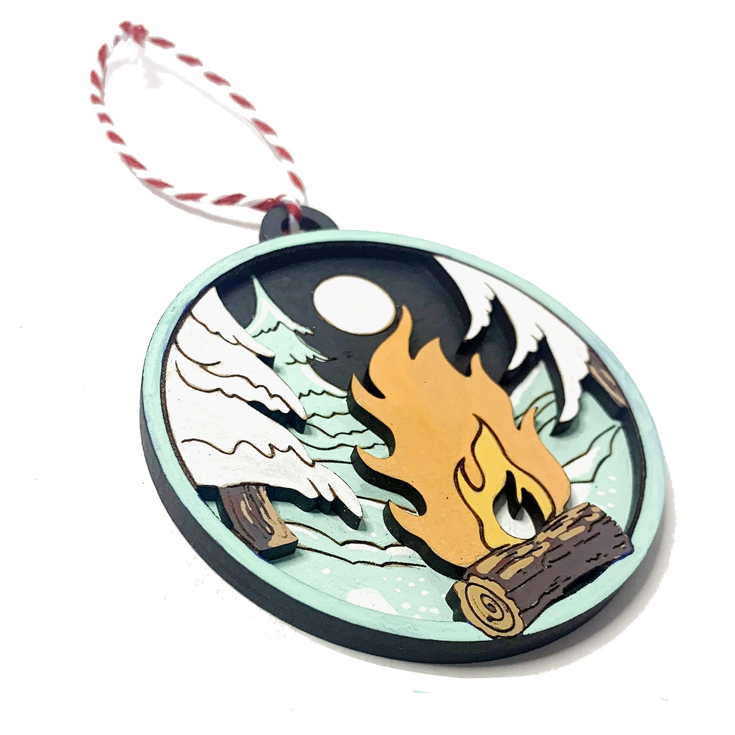 Customizable Campfire Christmas Ornament