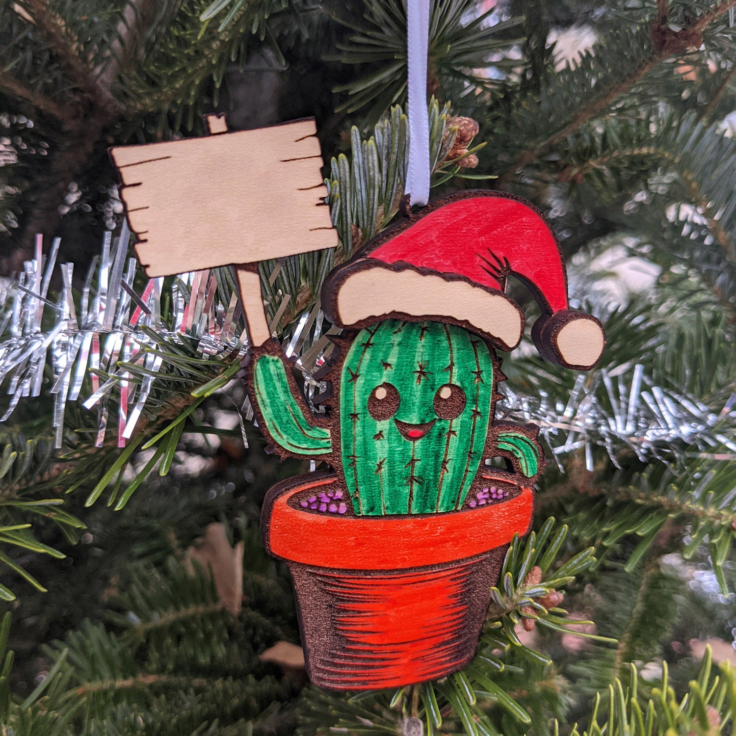Customizable Christmas Cactus Holiday Ornament  Glowforge Shop