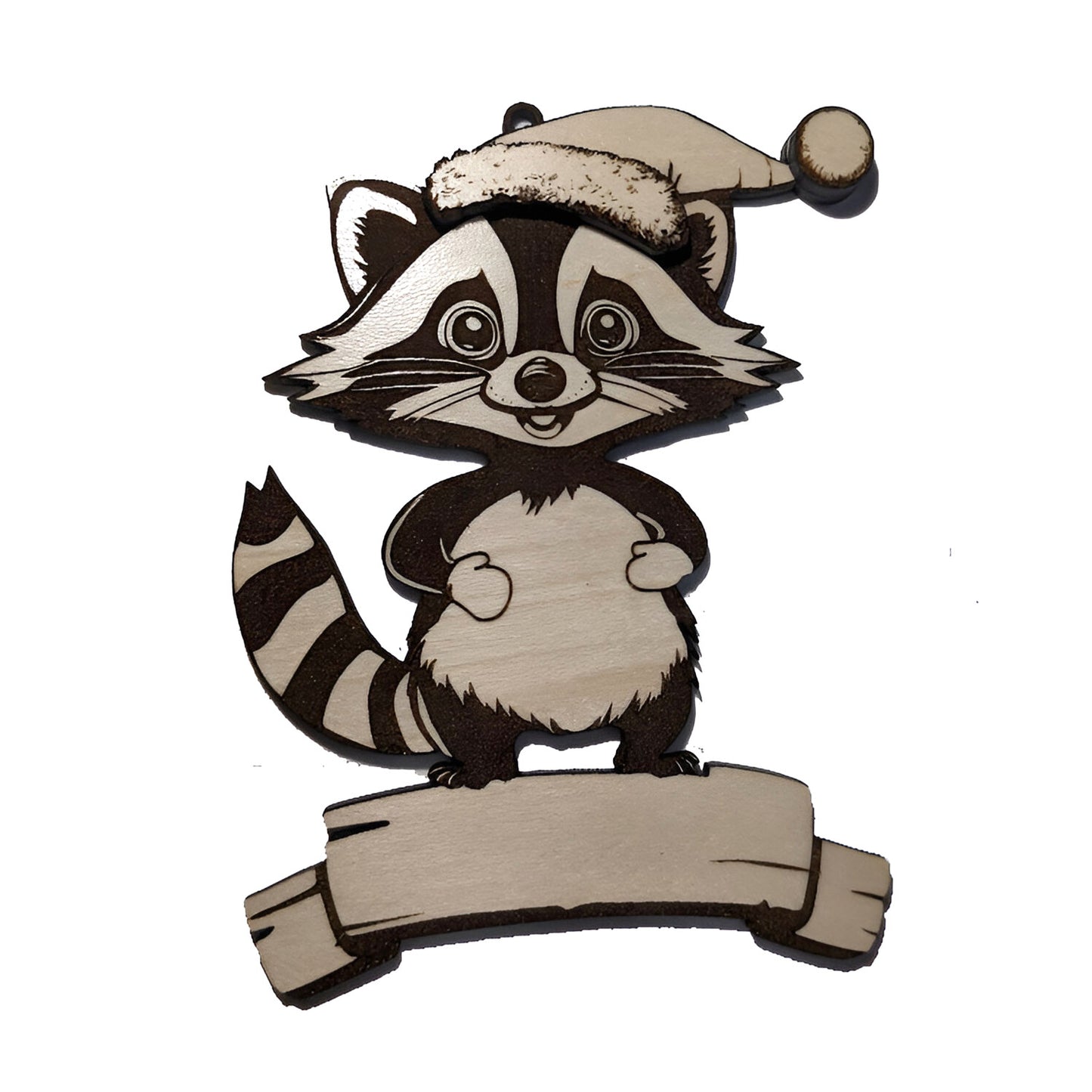 Customizable Festive Raccoon Ornament