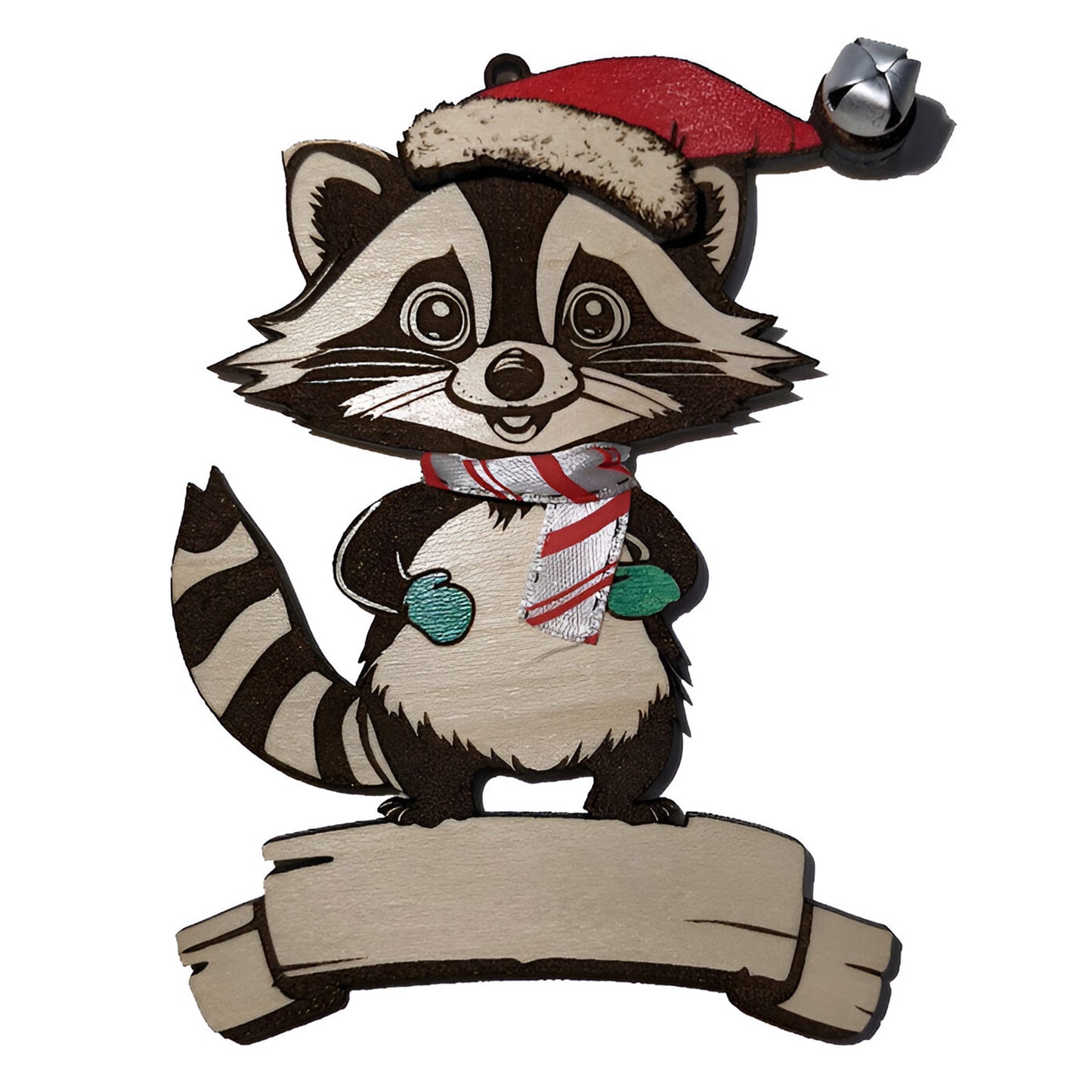 Customizable Festive Raccoon Ornament