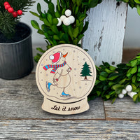 Customizable Skating Snowman in a Snow Globe Gift Card/Money Holder and Christmas Ornament