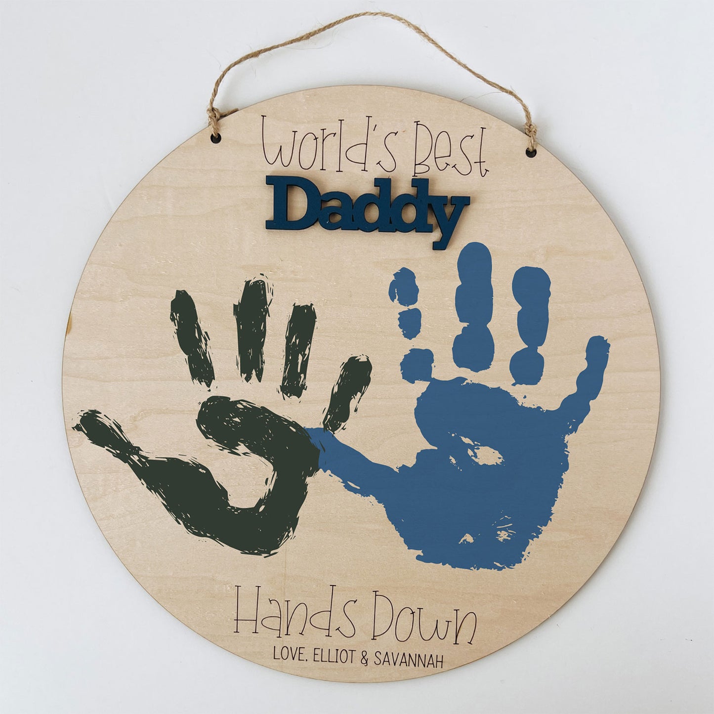 Customizable Worlds Best Dad, Hands Down Round Sign