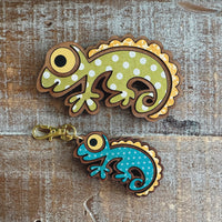 Decorative Lizard Magnet and Keychain Duo