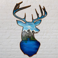 Deer Head Wall Decor with Scenic Landscape
