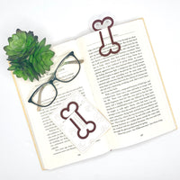 Dog Bone-Shaped Bookmark with Card Backer - Paperclip - Snack Bag Closure