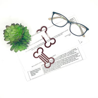 Dog Bone-Shaped Bookmark with Card Backer - Paperclip - Snack Bag Closure