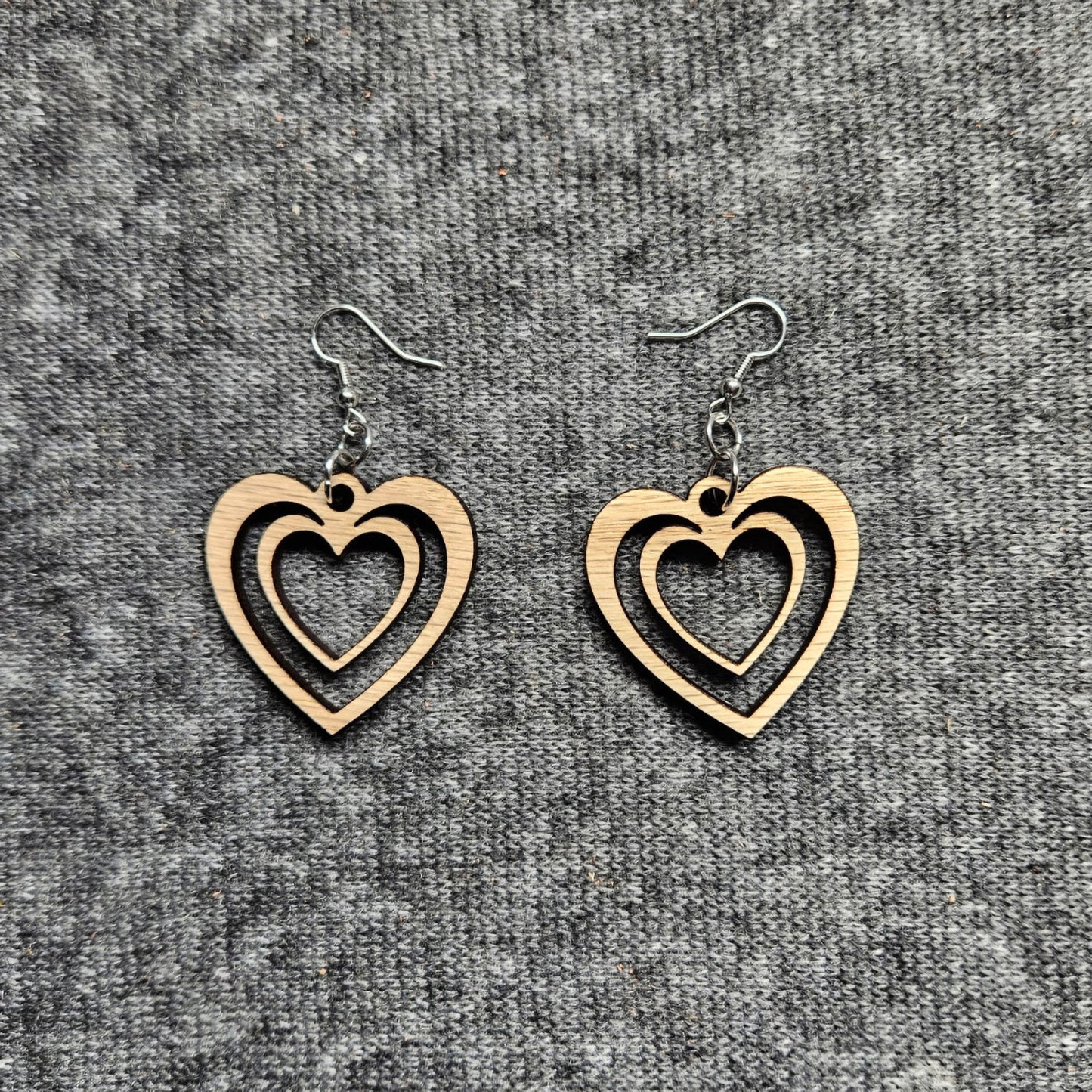 Dual Heart Earrings / Pendant - Double Heart Dangle Earrings