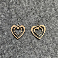 Dual Heart Earrings / Pendant - Double Heart Dangle Earrings