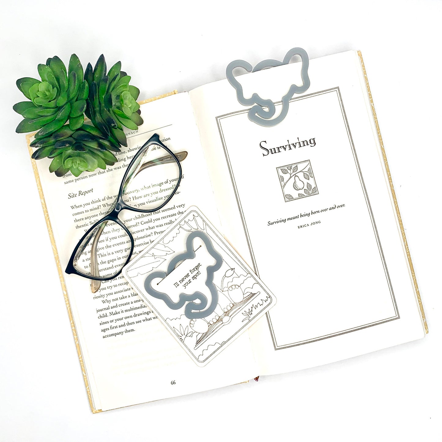 Elephant-Shaped Bookmark with Card Backer- Paperclip - Snack Bag Closure