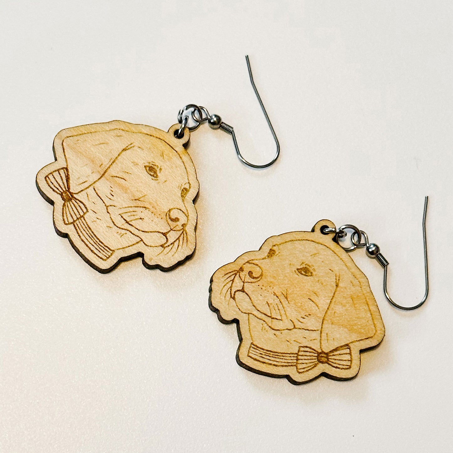 Engraved Dog Breed Earrings - Lab Puppy