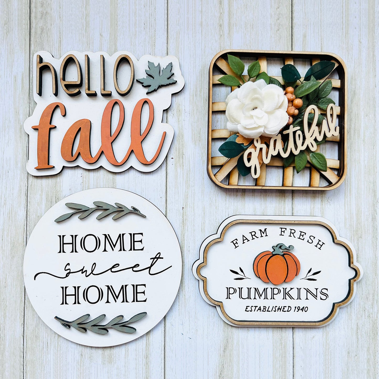 Fall Tiered Tray Decor - Fall Home Decoration (Set of 4)