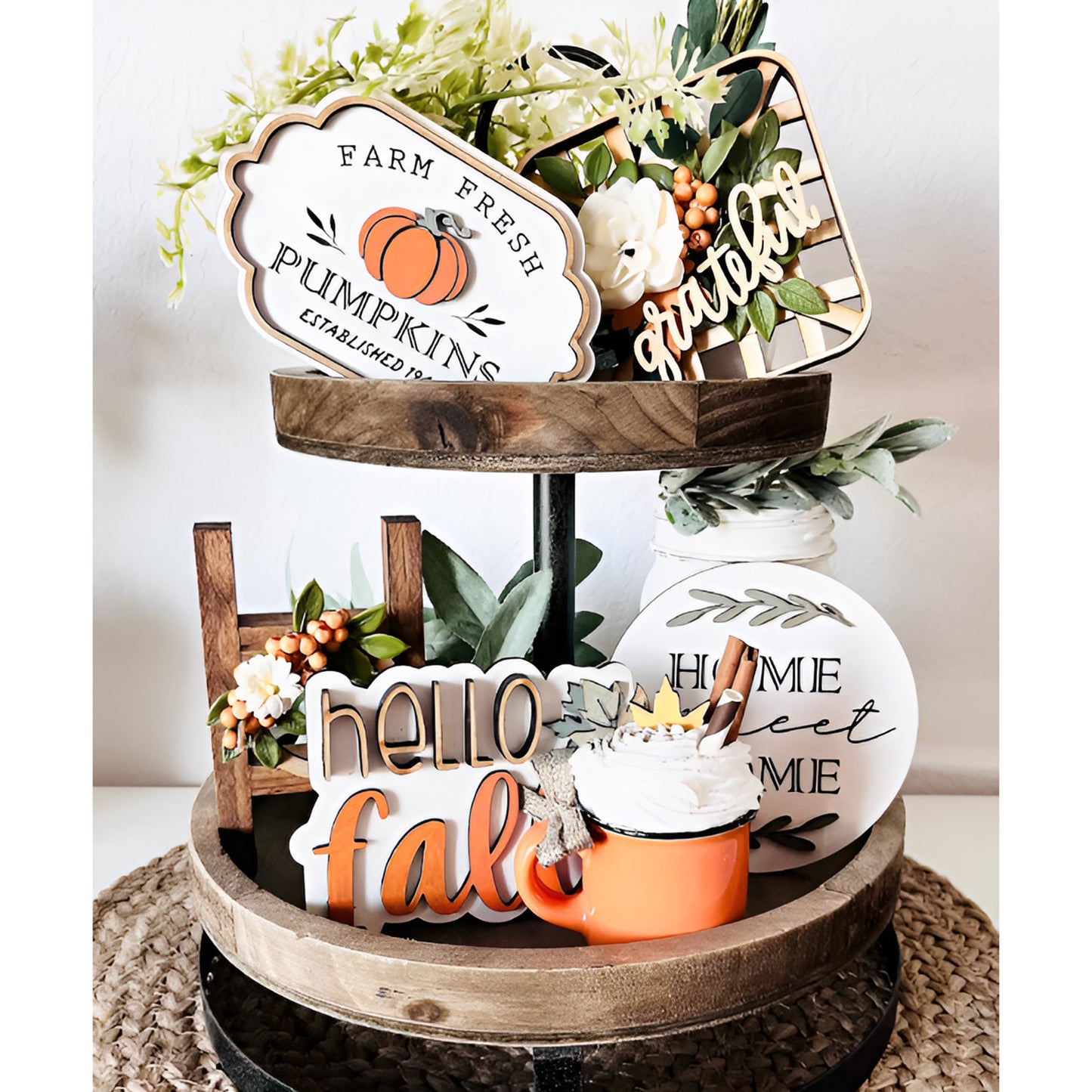 Fall Tiered Tray Decor - Fall Home Decoration (Set of 4)