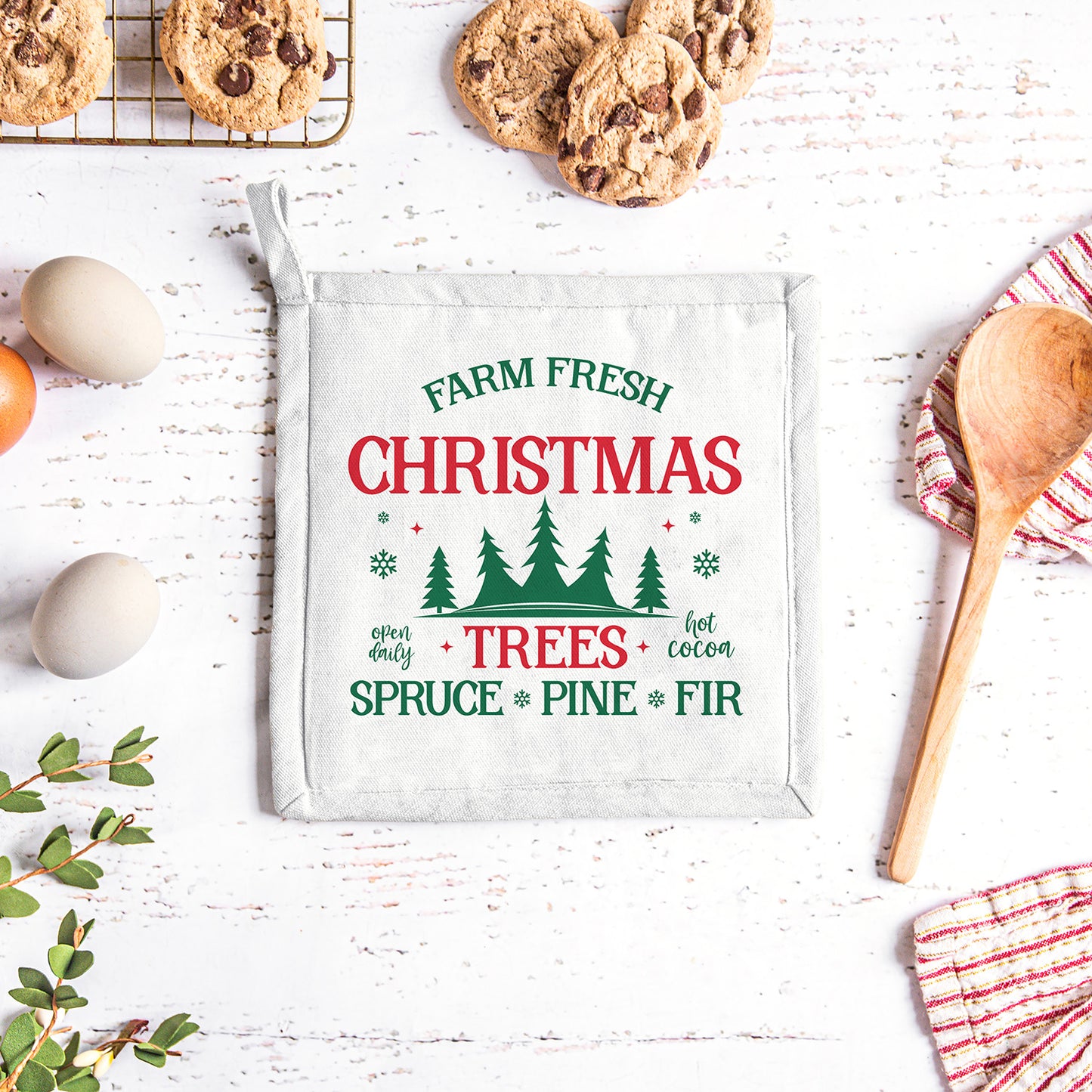 "Farm Fresh Christmas Trees Spruce Pine Fir" Graphic