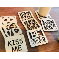 Festive Decorative Valentine's Day Drink Coasters (Set of 8)