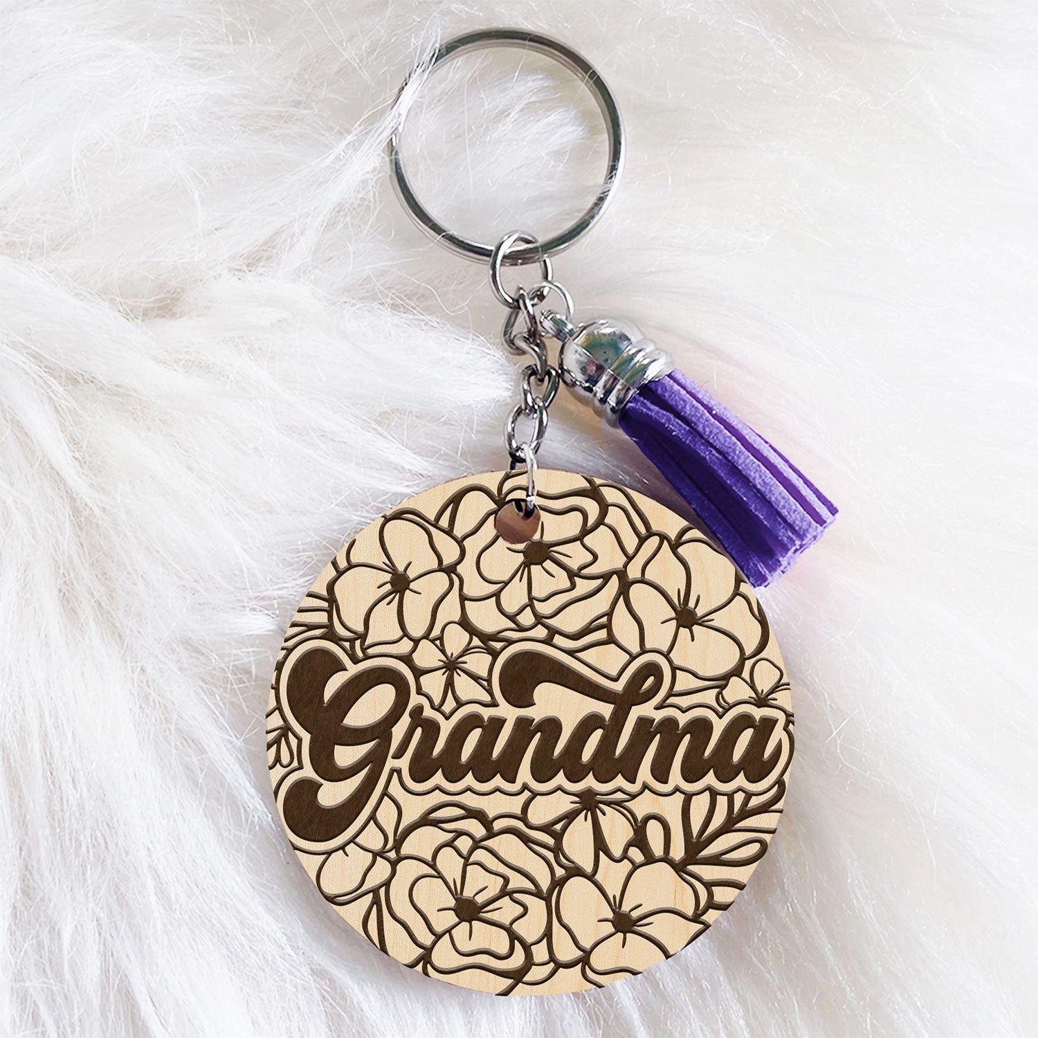 Floral Family Keychain Bundle for Glowforge or Laser Cutter SVG File  Keychains for Mom Gift Grandma With Flowers Wood Keychain Mother's Day 