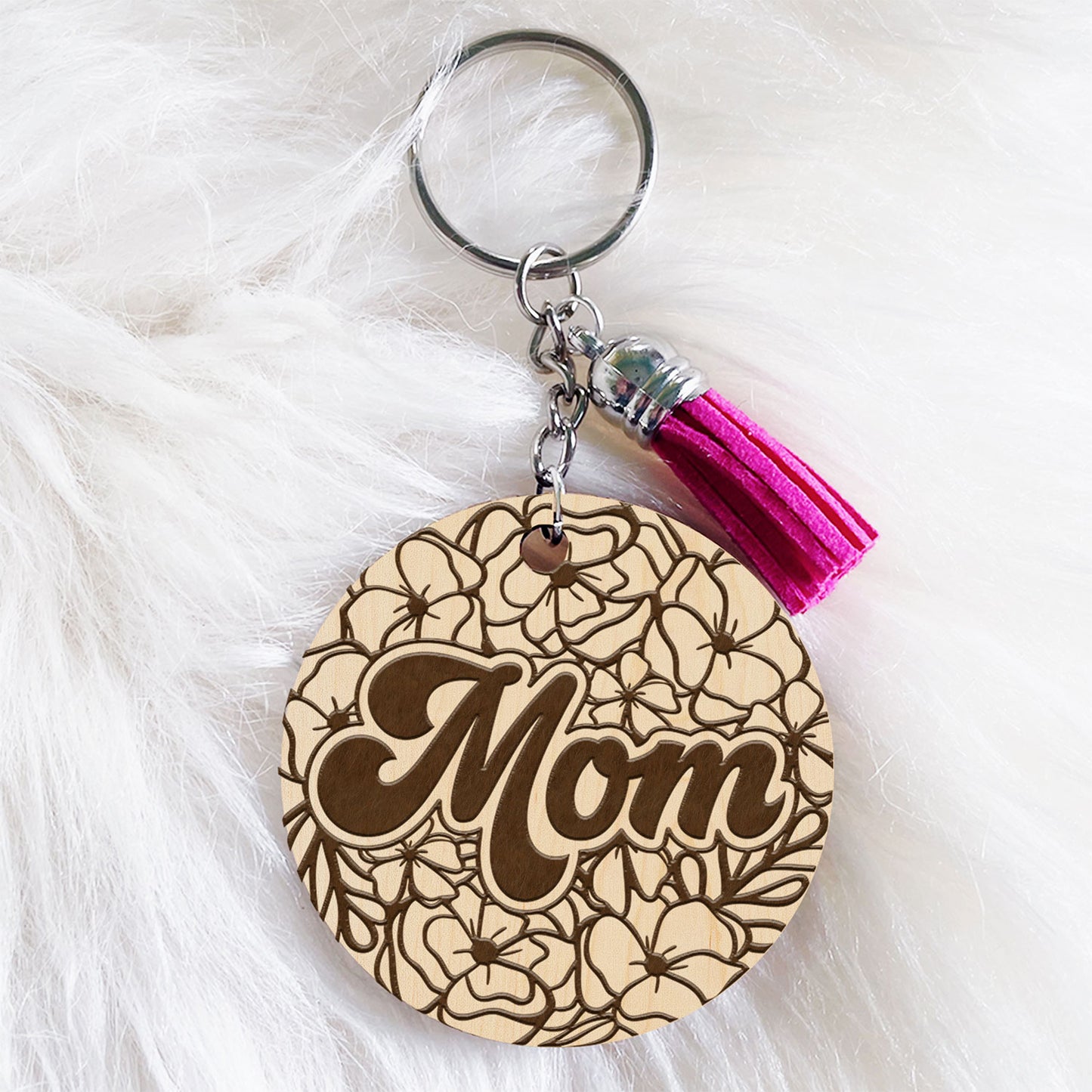 Floral "Mom" Keychain (Set of 2)