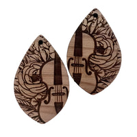 Floral Violin Teardrop Dangle Earrings