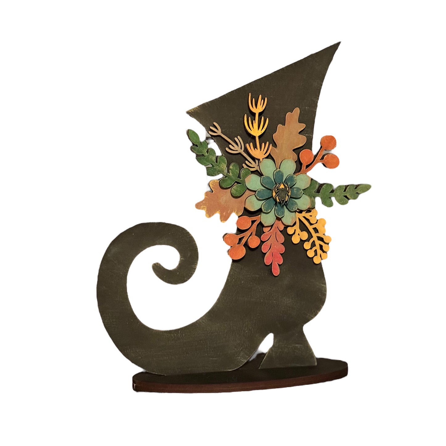 Floral Witch Boot Shelf Sitter