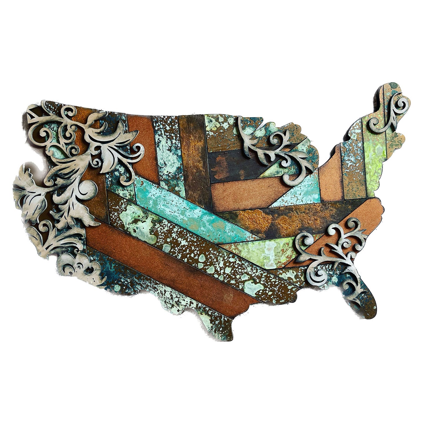 Flourish Farmhouse Style USA Map Sign or Door Hanger