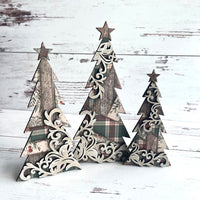 Distressed Chunky Wooden Snowflake Sitters, 3/Set