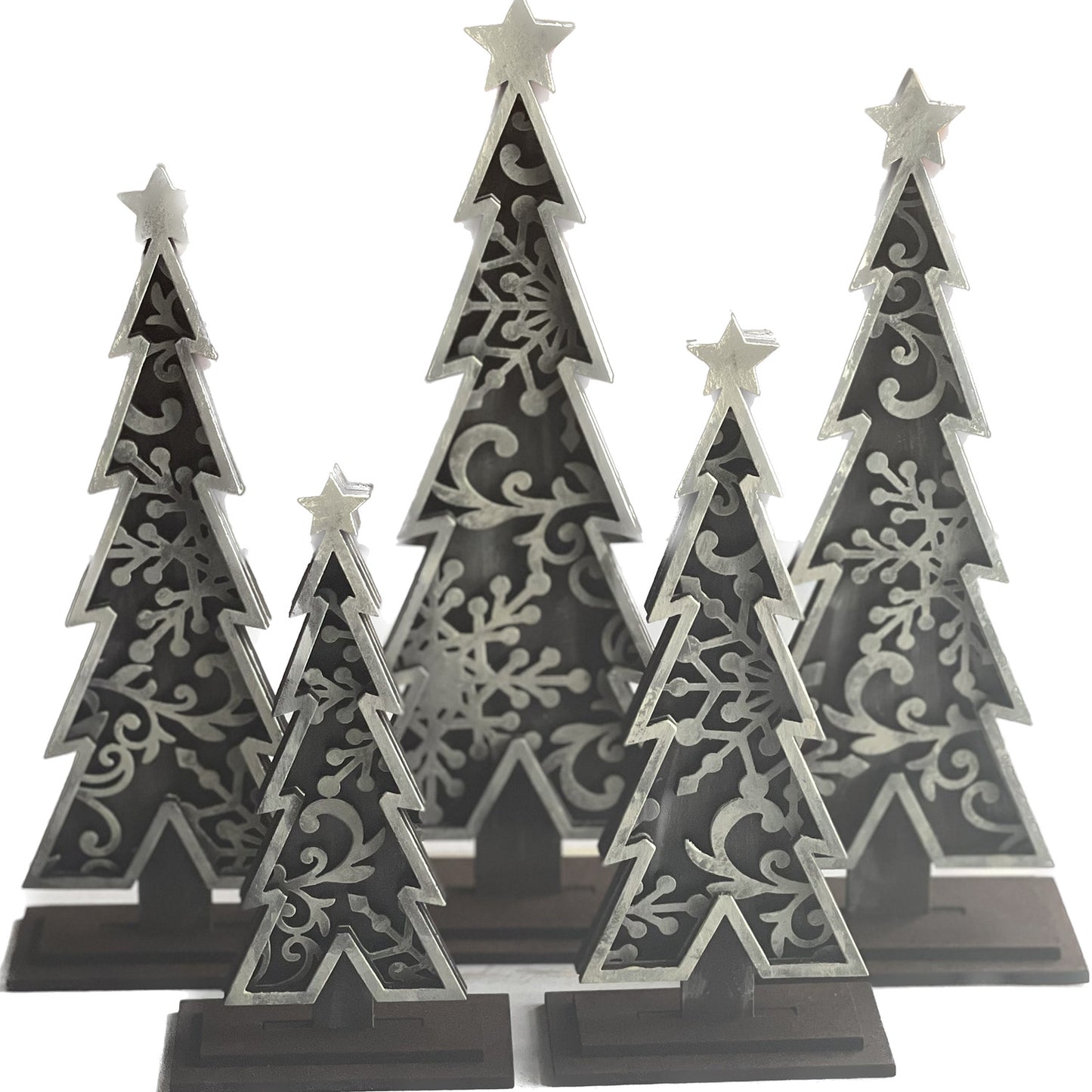 Flourish Snowflake Christmas Tree Shelf Sitters (Set of 5)