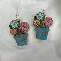 Flower Pot Dangle Earrings